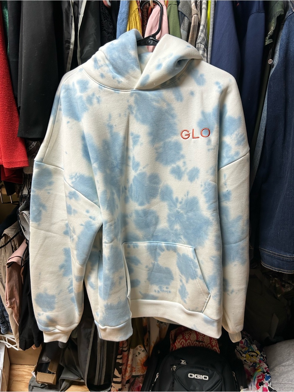 GLO jeans Light Blue & White Tie-Dye Hoodie